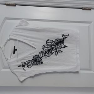 White and black applique t-shirt